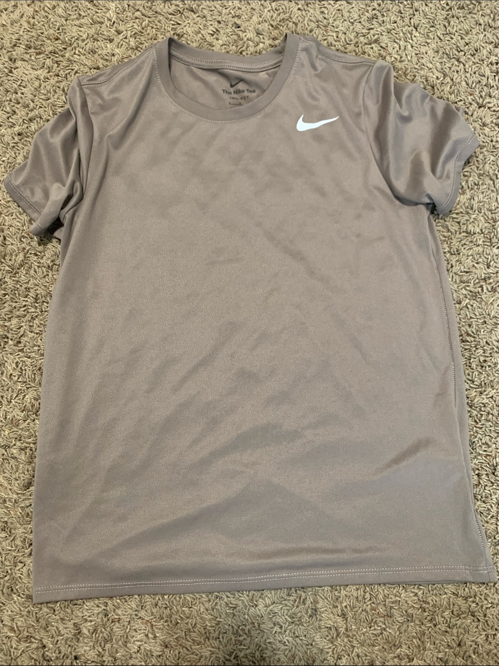 Nike Short Sleeve Tee in Taupe with White Swoosh